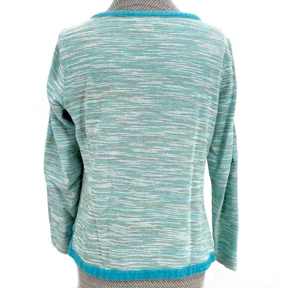 Coldwater Creek Bright Blue Aqua Multi Space Dye Zip Cardigan Sweater Jacket M - Picture 3 of 14